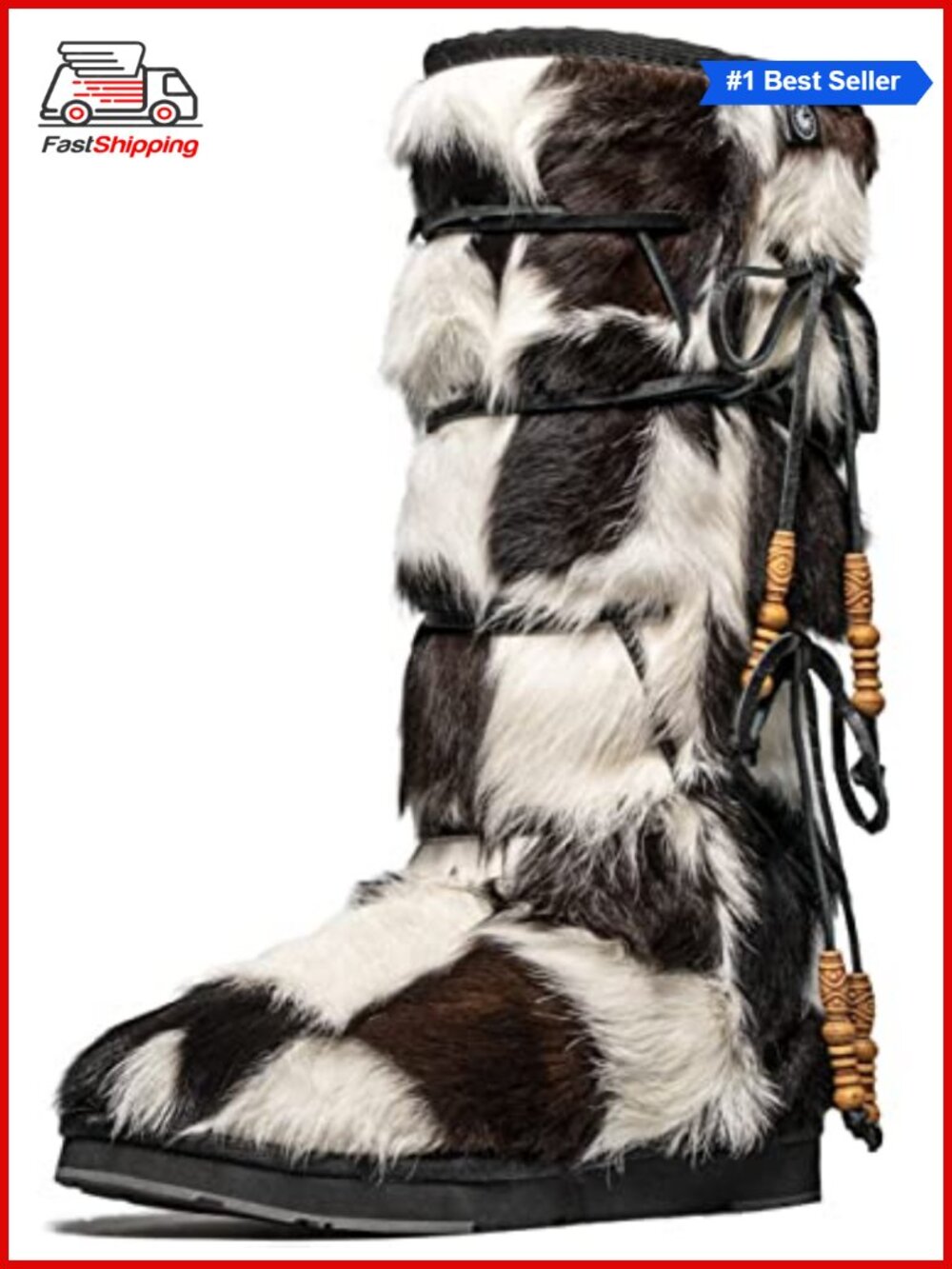 ✨AU&MU Women's Suede Fur Shearling Knee High Winter Snow Boots